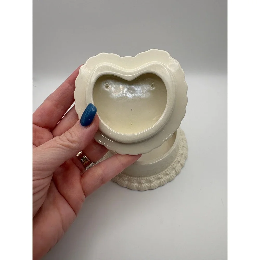 Heart Shaped Trinket Box Floral Decorative Ceramic Keepsake Jewelry Ring Holder